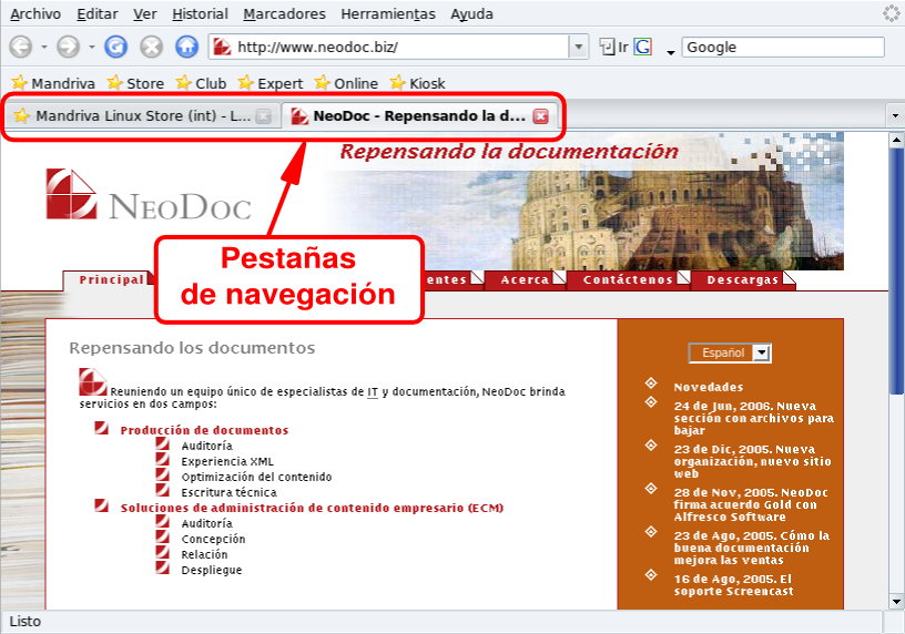 Navegación en pestañas con FireFox