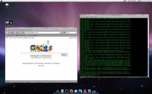 Ubuntu 9.04 with Mac OS X leopard theme - showing Cairo dock