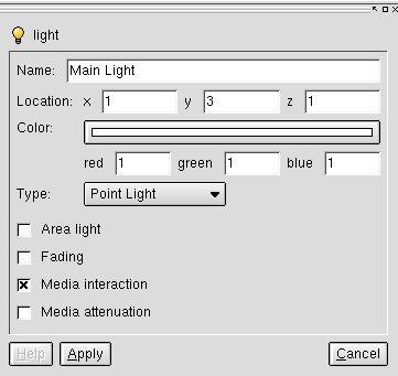 pointlight dialog box