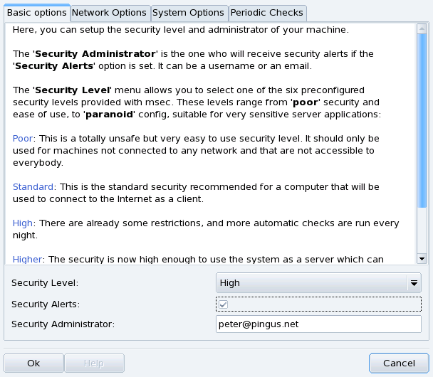 Choosing the Security Level of your System