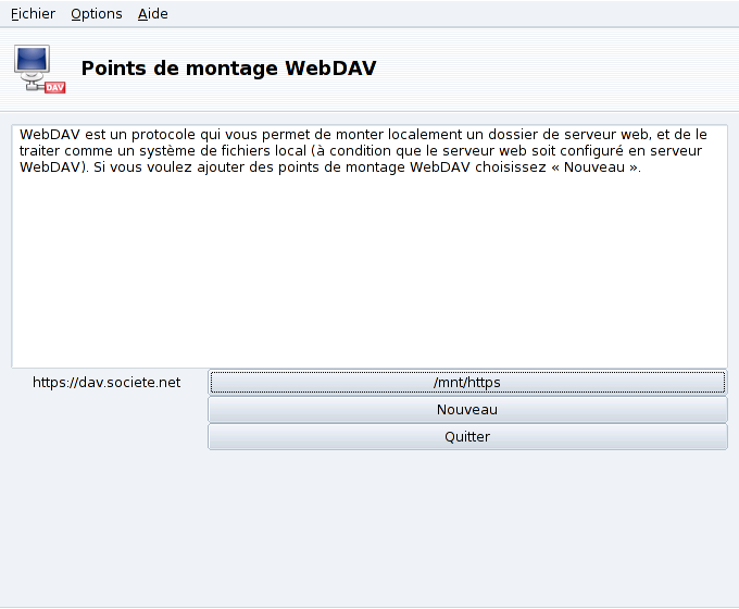 Gestion des points de montage WebDAV