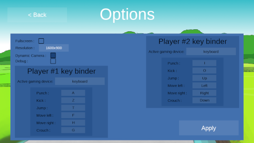 Options screen