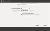 Ubuntu - Écran 7 - Choisir son nom et mot de passe utlisateur