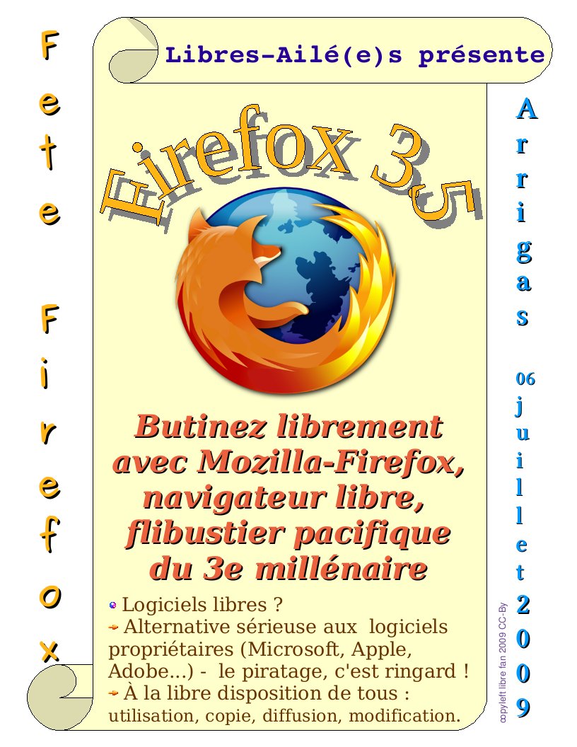 Affiche Fête Firefox 3.5@Libres-Ailé(e)s, CC-By-SA