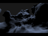 A perlin-based density function is used to generate a random terrain